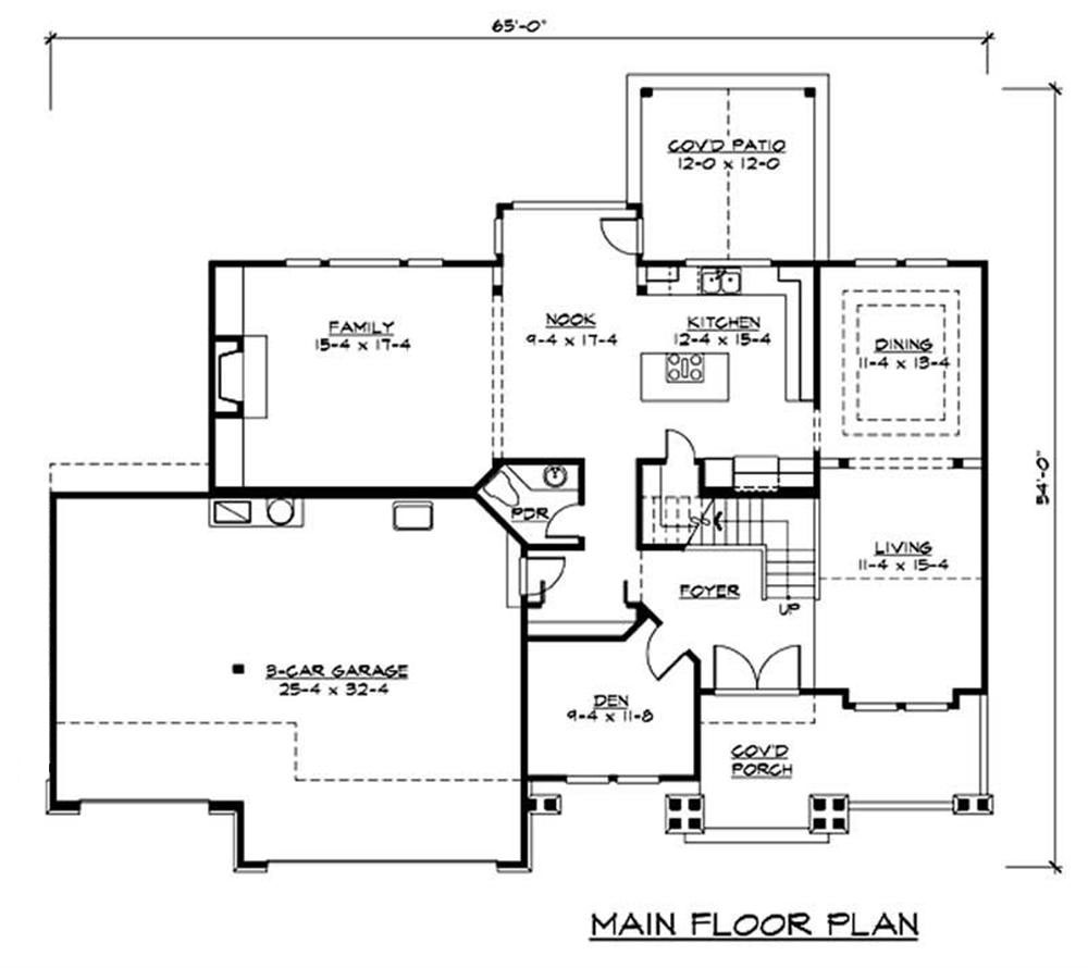 Floor Plan First Story of Craftsman Plan #115-1395